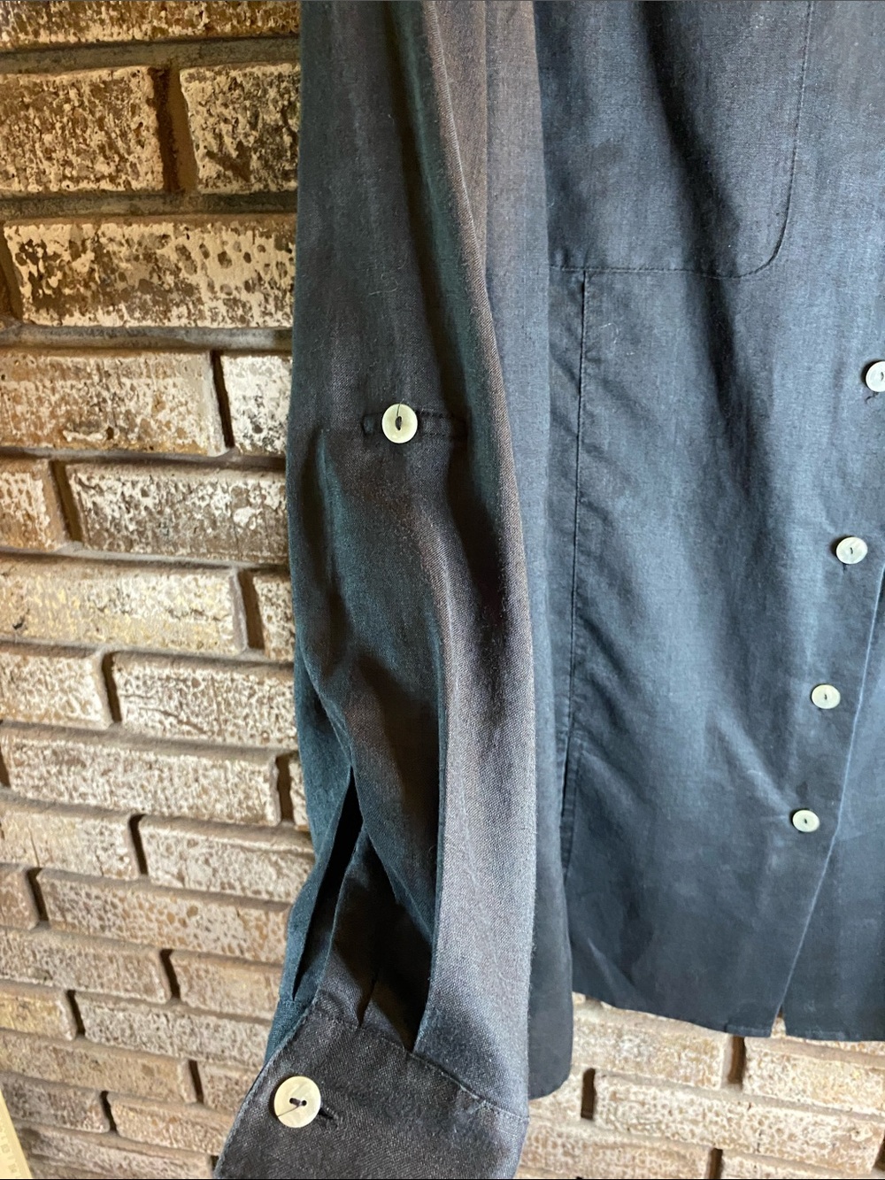 Addition Elle Black Collared Linen Shirt or Lightweight Jacket - Picture 5 of 8